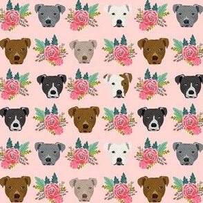 SMALL - pitbull floral head design pitbulls fabric floral dog head