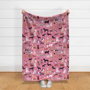 LARGE - dogs -  dog fabric lots of breeds cute dogs best dog fabric best dogs cute dog breed design dog owners will love this cute dog fabric - pink