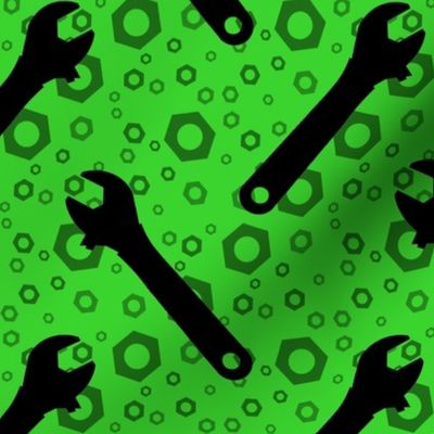 Adjustable Wrenches & Nuts on Green