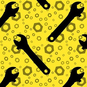 Adjustable Wrenches & Nuts on Yellow