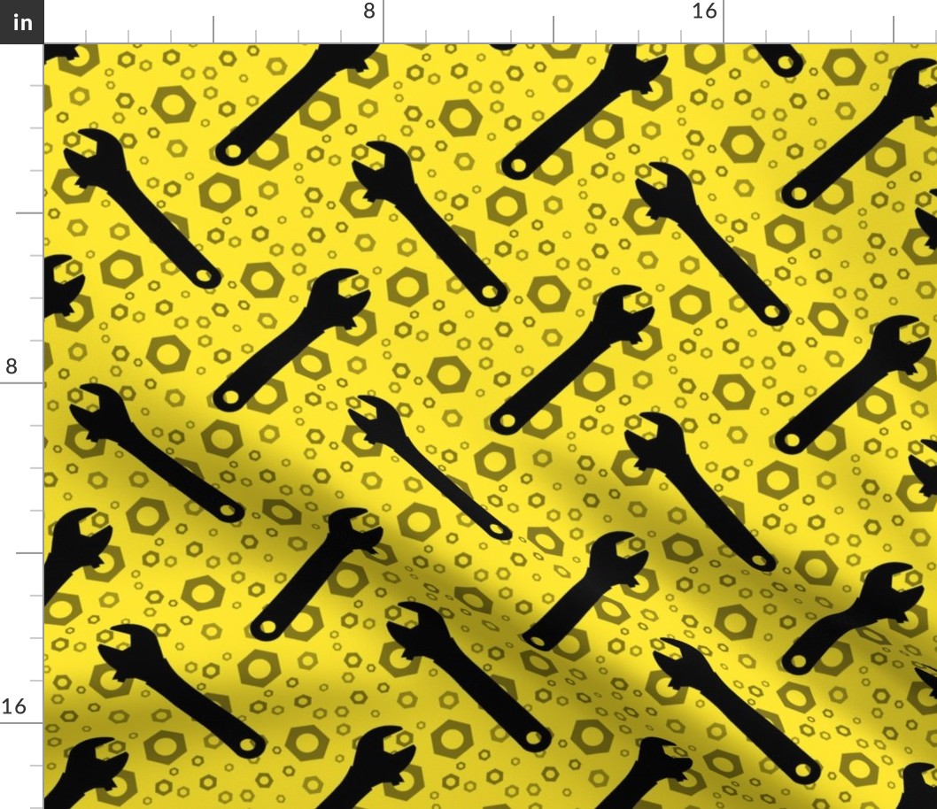 Adjustable Wrenches & Nuts on Yellow