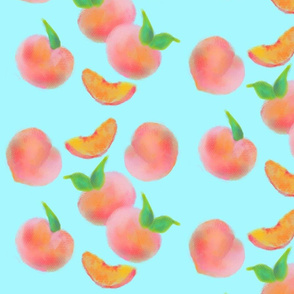 peaches on aqua