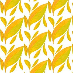 Golden Leaves Drifting on White - Small Scale