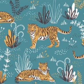 modern tropical tiger pattern,tiger wallpaper tiger fabric