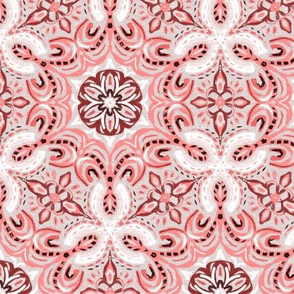 Coral Textured Boho Hex Pattern