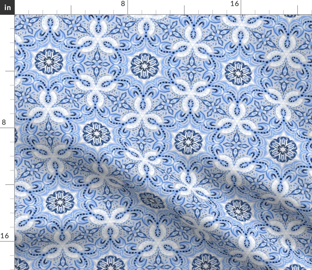 Periwinkle Blue Textured Boho Hex Pattern
