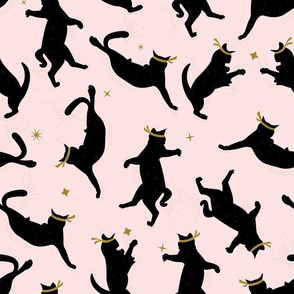 Black Ninja Cats on Pink