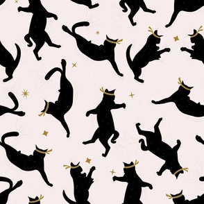 Black Ninja Cats on Light Pink