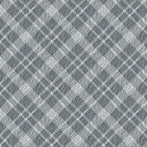 JP34 - Diagonal Ruched Plaid in Blue-Grey Monochrome