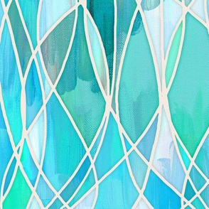 Teal, Aqua & Mint Green Abstract Painting with texture
