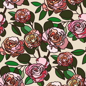 Stained glass roses on nude