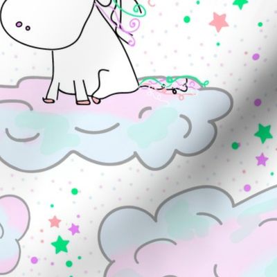 the lazy unicorn in pastels 