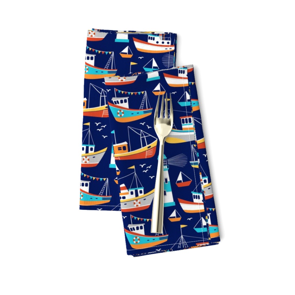 fishing boats - dark blue, small