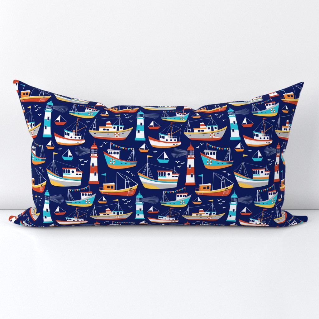 fishing boats - dark blue, small