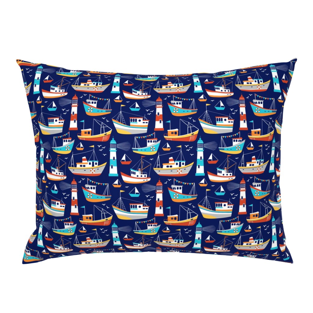 fishing boats - dark blue, small