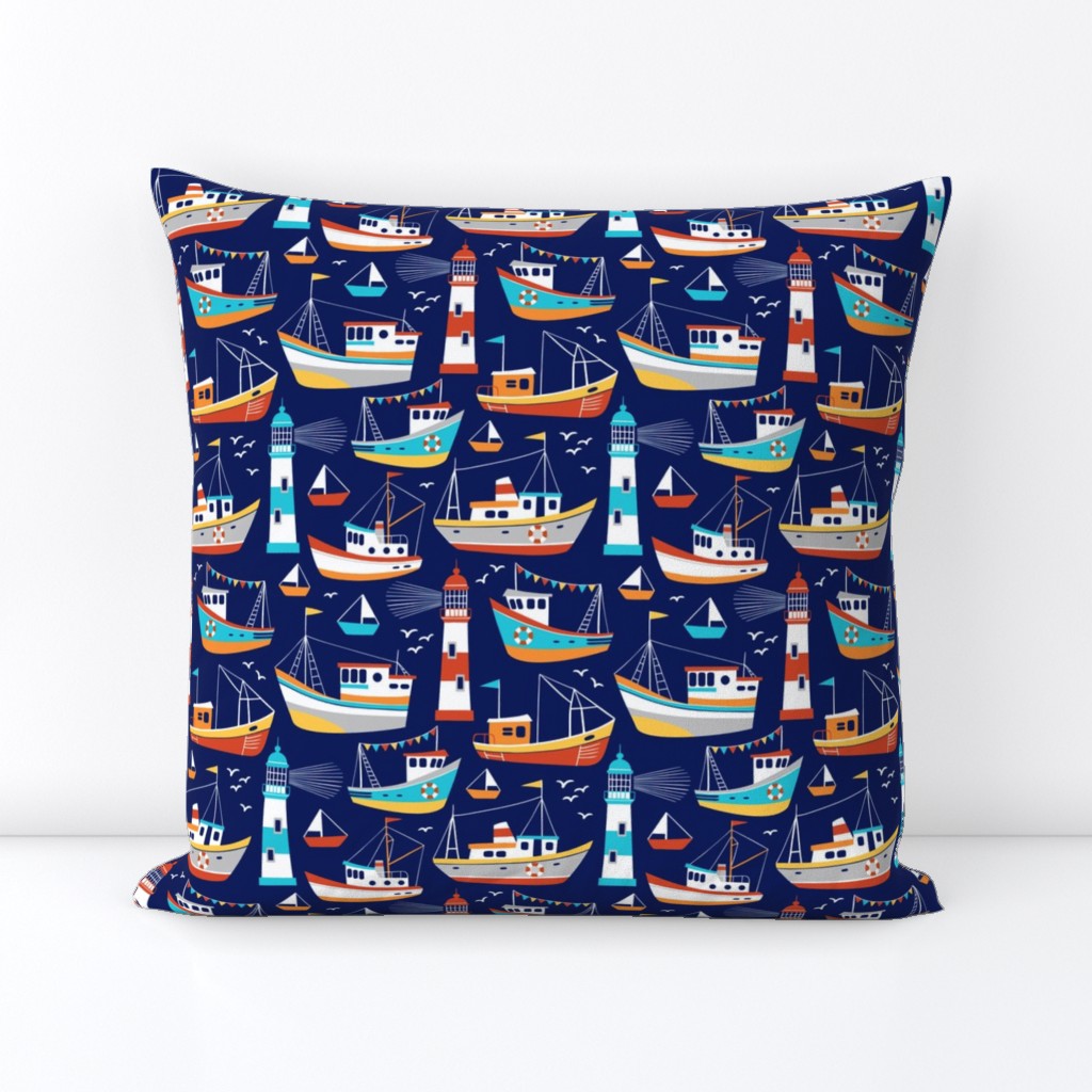 fishing boats - dark blue, small