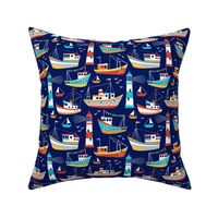 fishing boats - dark blue, small