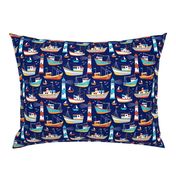 fishing boats - dark blue, small