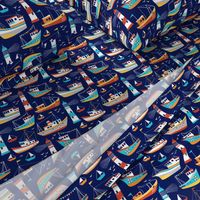 fishing boats - dark blue, small