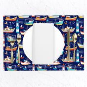 fishing boats - dark blue, small