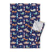 fishing boats - dark blue, small