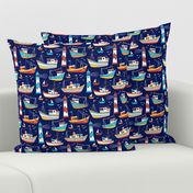 fishing boats - dark blue, small