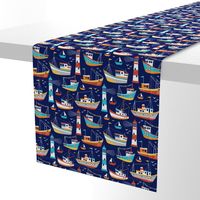 fishing boats - dark blue, small