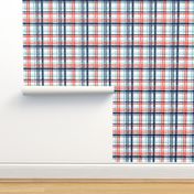 Red and blue watercolor plaid (blue) LAD19