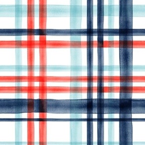 Red and blue watercolor plaid (blue) LAD19