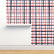 Red and blue watercolor plaid (pink) LAD19