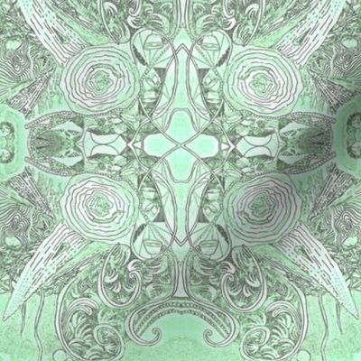 MRN9 - Morning Reverie - Hand Drawn Meditative Art in Pastel Green