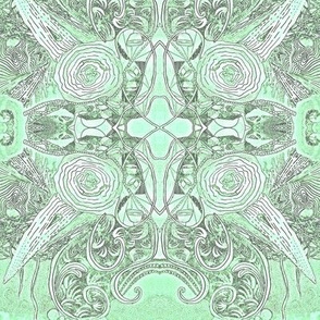 MRN9 - Morning Reverie - Hand Drawn Meditative Art in Pastel Green