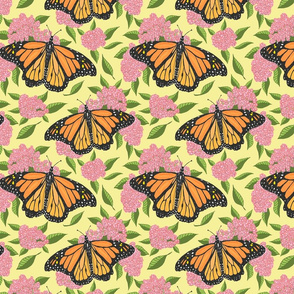 monarch and milkweed 8x8 yellow