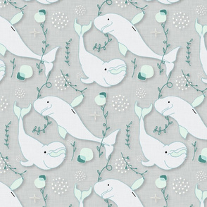 Beluga Whale Teal text