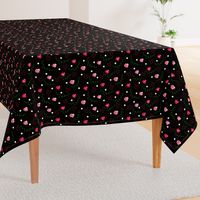 Pink Camellias, Butterflies, Leaves & Spots - black 