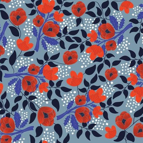 Fourth of July Red White and Blue Floral