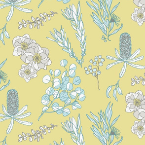 Australian Floral in Yellow & Blues