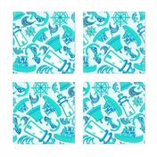 Nautical Print Assorted Blue (294)