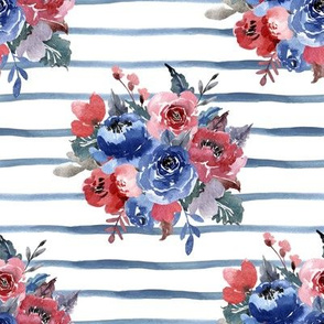 Freedom Florals // Blue Stripes