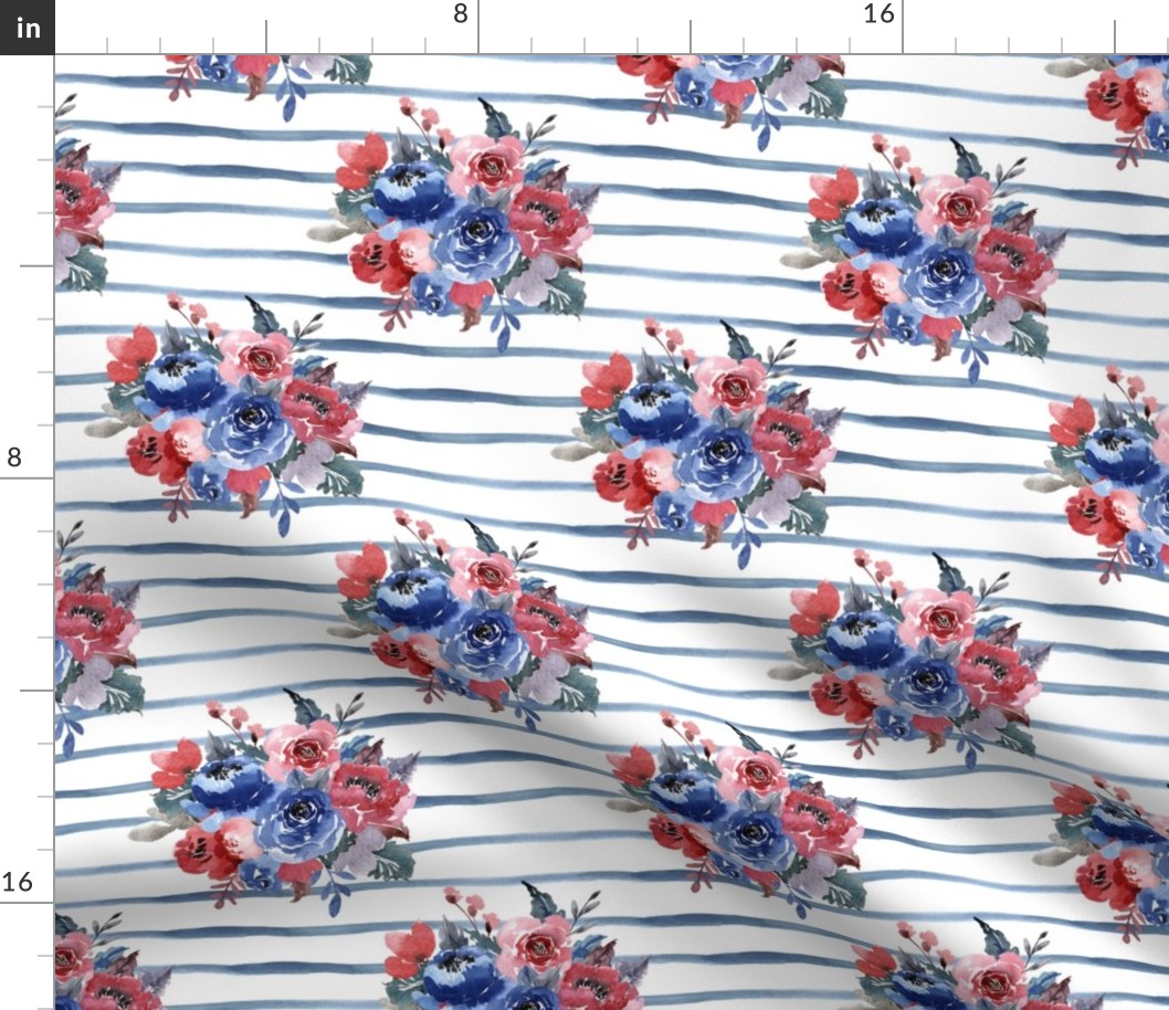 Freedom Florals // Blue Stripes