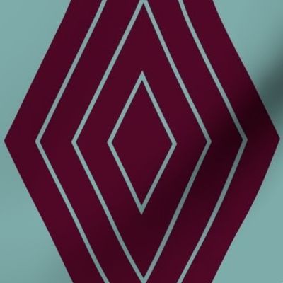 JP8 -Large - Harlequin Pinstripe Diamond Chains in Pastel Teal on Burgundy Maroon