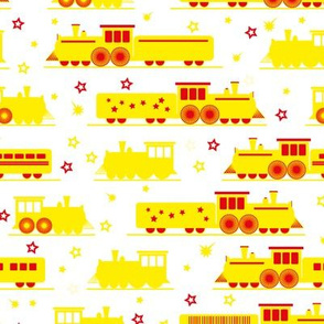 happy yellow trains and stars by rysunki_malunki