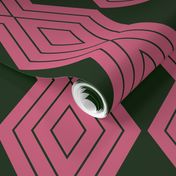 JP7 - Medium -  Pinstripe Harlequin Diamond Chains in Pine Green and Warm Pink