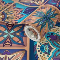 Aqua Copper Mandala Pattern