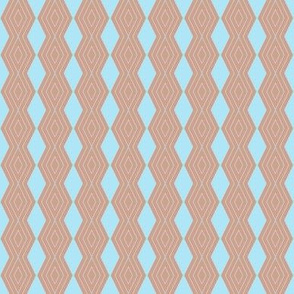 JP18 - Tiny - Harlequin Pinstripe Diamond Chains in Baby Blue on Rustic  Peachy Mauve
