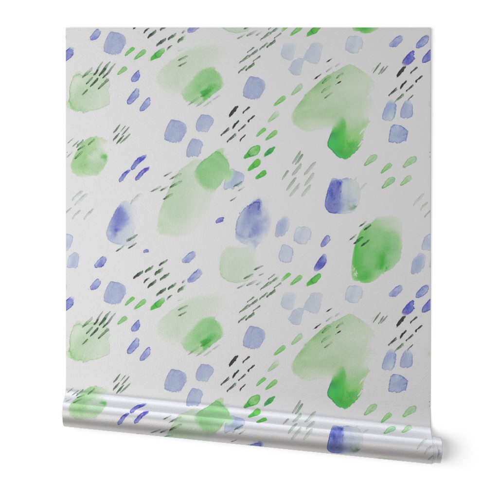 Mint and cornflower watercolor daydreams || abstract painted pattern