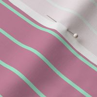 JP28 - Pinstripes in Mint Green on Rustic Creamed Raspberry Pink