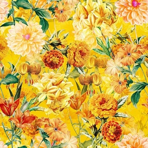 18" Vintage Sunflowers on yellow