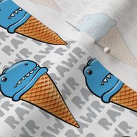 trex ice cream cones - dinosaur icecream - RAWR (blue) - C19BS