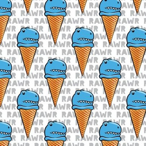 trex ice cream cones - dinosaur icecream - RAWR (blue) - C19BS